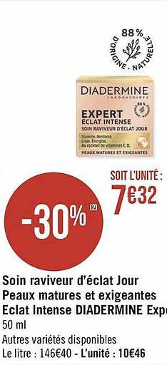 soin raviveur d'éclat jour peaux matures et exigeantes éclat intense diadermine expert