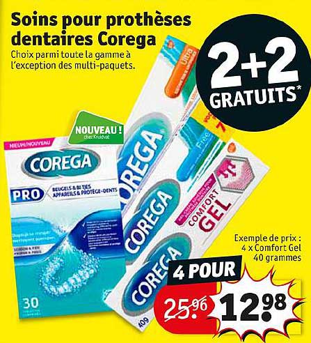 soins pour prothèses dentaires corega 2+2 gratuits