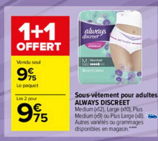 sous-vêtement pour adultes always discreet