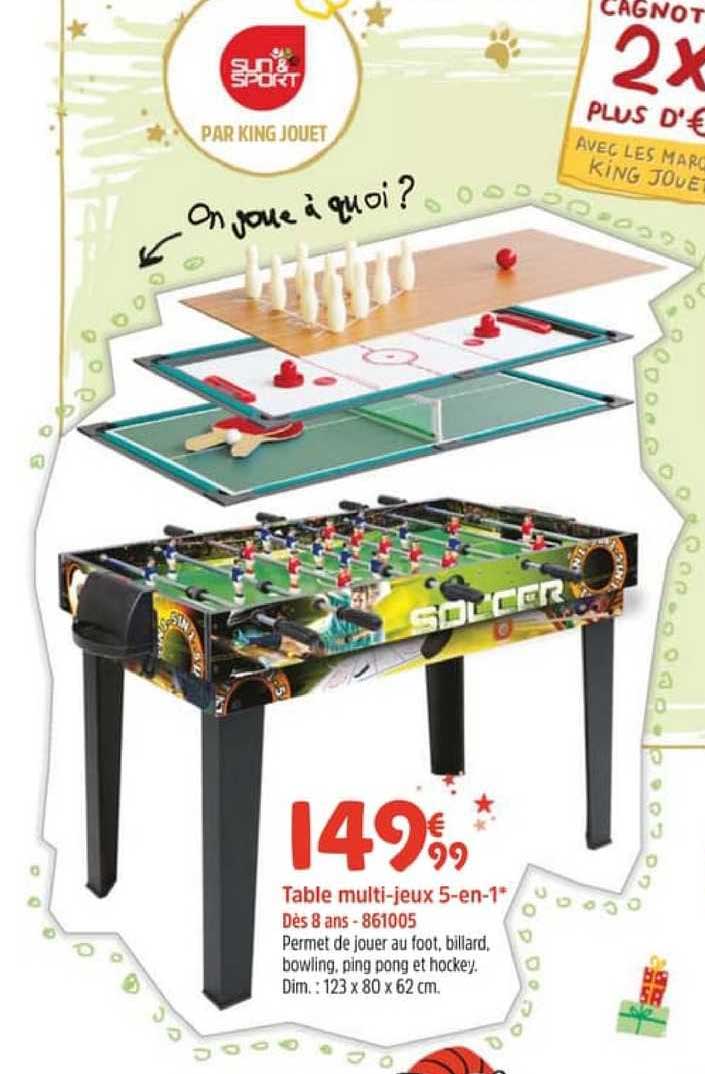 table multi-jeux 5-en-1