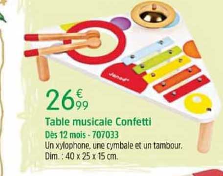 table musicale confetti