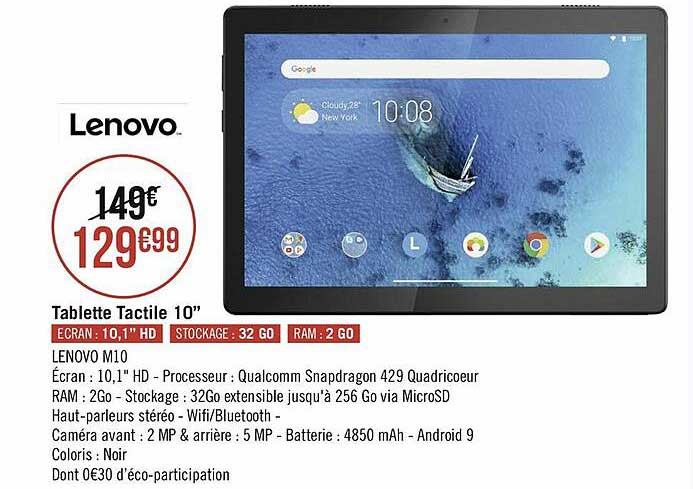 tablette tactile 10" lenovo m10