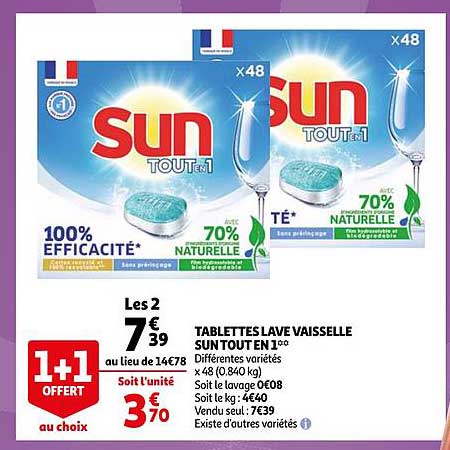 tablettes lave vaisselle sun tout en 1