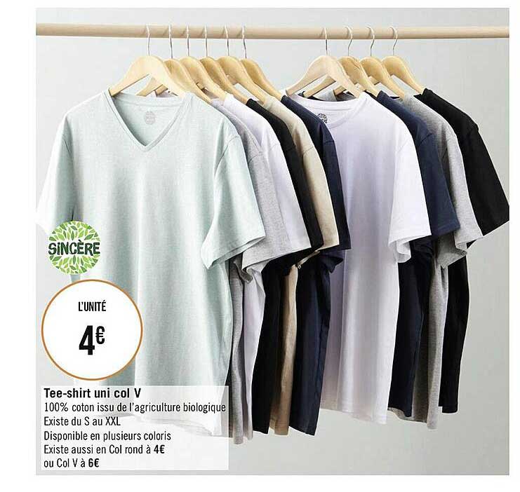tee-shirt uni col v sincère