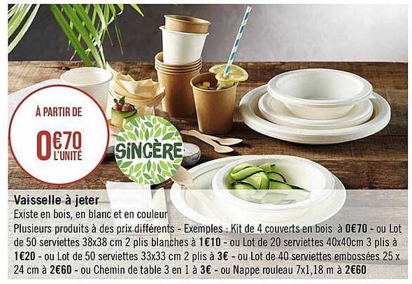 vaisselle à jeter sincère