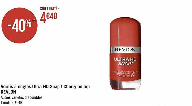 vernis à ongles ultra hd snap ! cherry on top revlon