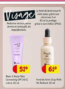 visage wear it nude skin correcting spf 20 cc crème visage fond de teint stay with me radiant