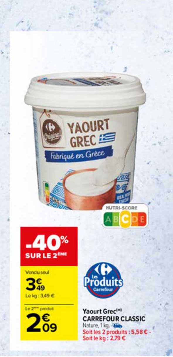 yaourt grec carrefour classic