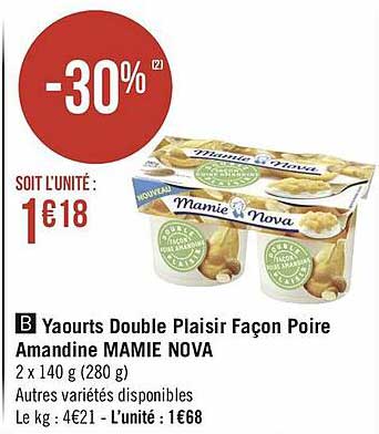 yaourts double plaisir façon poire amandine mamie nova