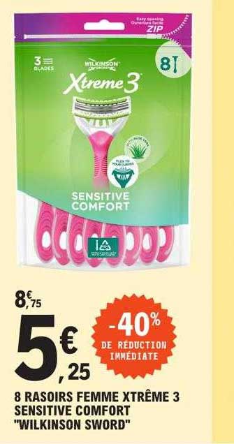 8 rasoirs femme xtrême 3 sensitive comfort "wilkinson sword"