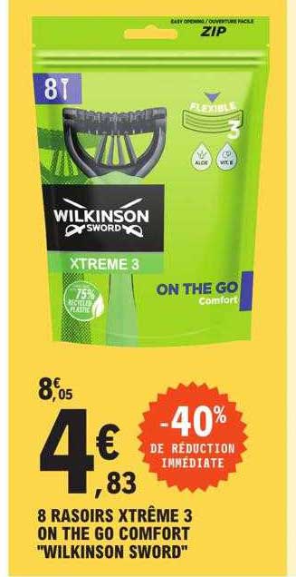8 rasoirs xtrême 3 on the go comfort "wilkinson sword"