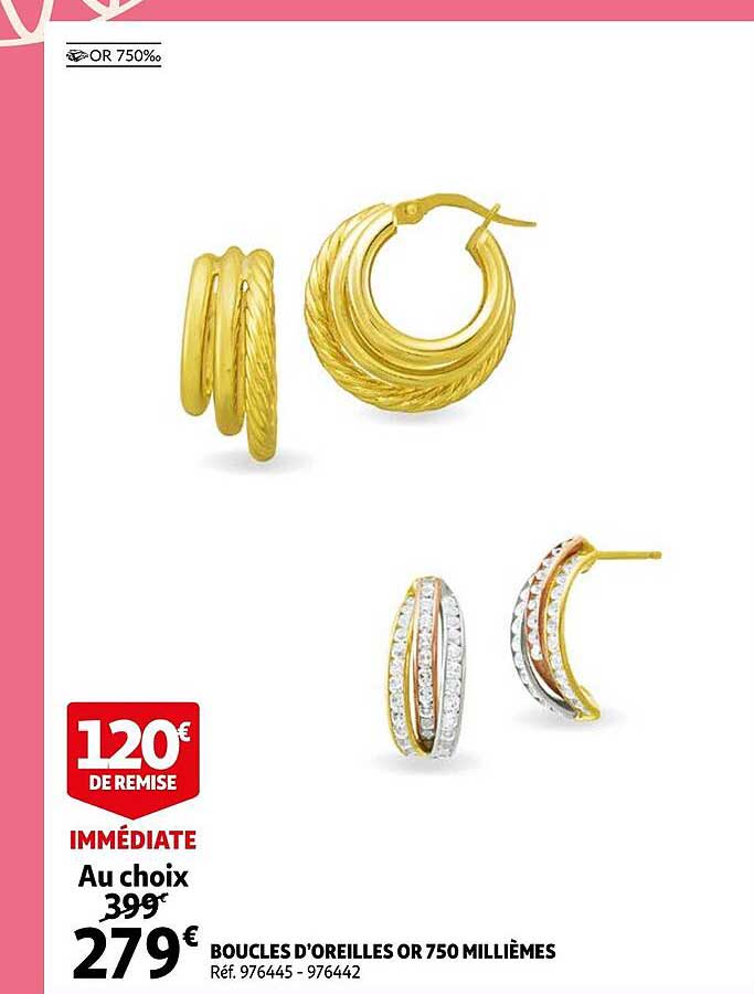 boucles d'oreilles or 750 millièmes