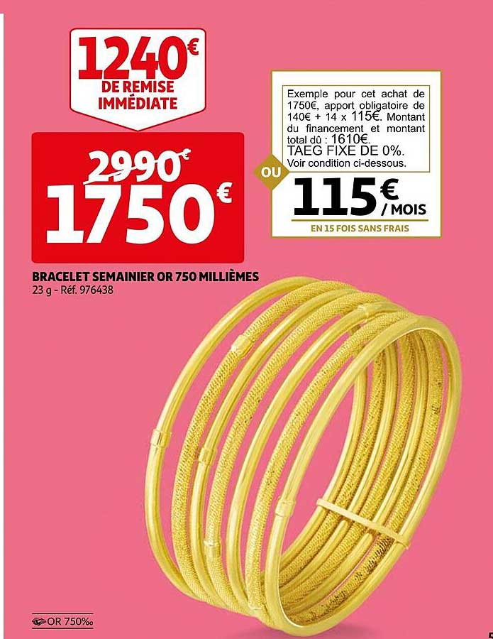 bracelet semainier or 750 millièmes