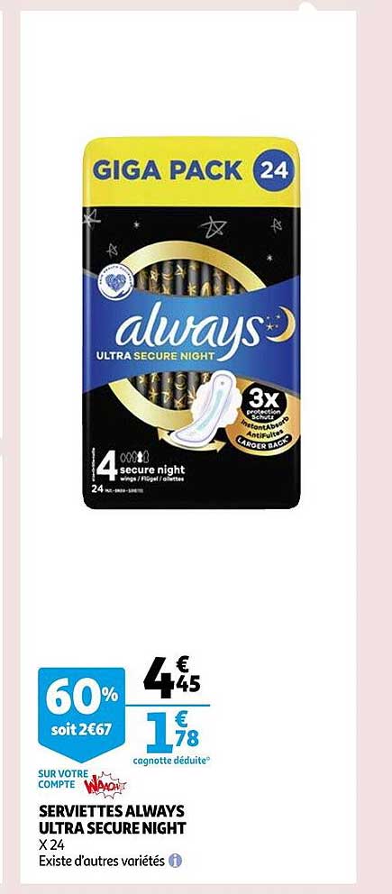 serviettes always ultra secure night