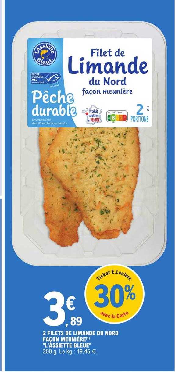 2 filets de limande du nord façon meunière "l'assiete bleue"
