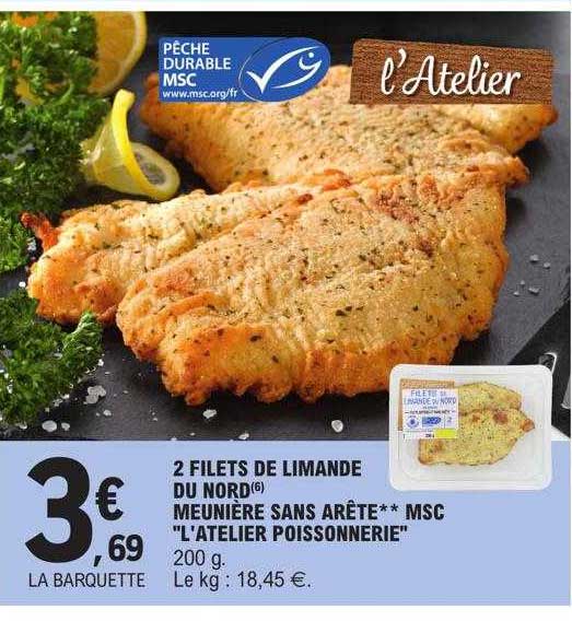 2 filets de limande du nord meunière sans arête**msc "l'atelier poissonnerie"