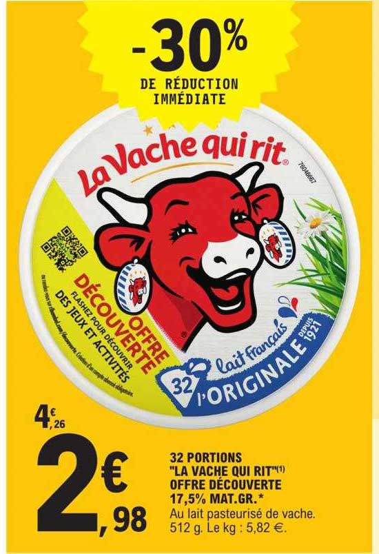 32 portions "la vache qui rit" offre découverte 17,5% mat.gr.