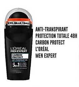 anti-transpirant protection totale 48h carbon protect l'oréal men expert