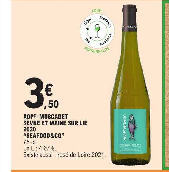 aop muscadet sèvre et maine sur lie 2020 "seafood & co"