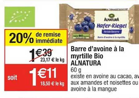 Barre D'avoine à La Pyrtille Bio Alnatura