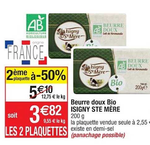 beurre doux bio isigny ste mère