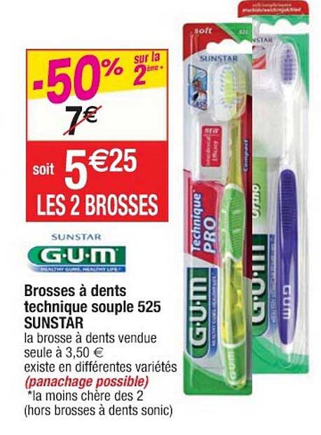 brosses à dents technique souple 525 sunstar