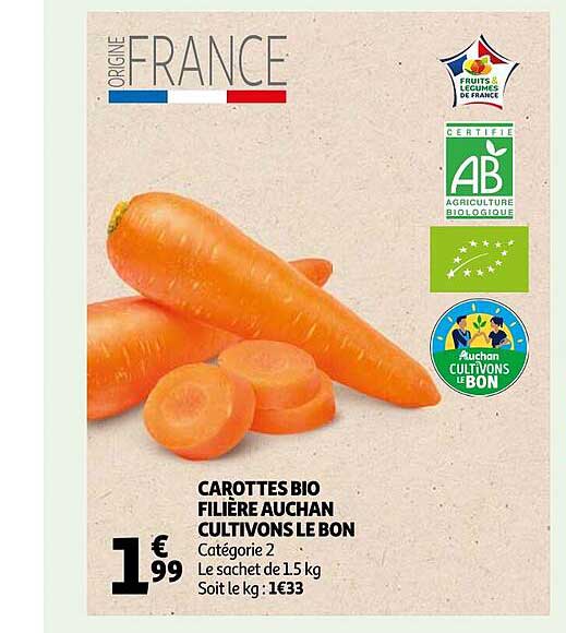carottes bio filière auchan cultivons le bon