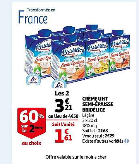 crème uht semi-épaisse bridélice