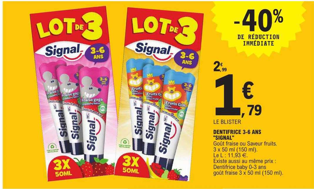 dentifrice 3-6 ans "signal"