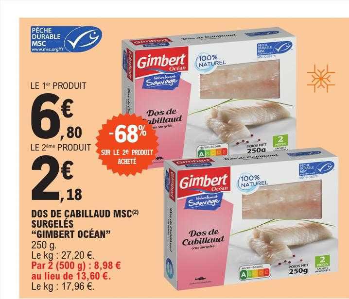 dos de cabillaud msc surgelés "gimbert océan"