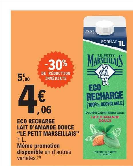 eco recharge lait d'amande douce "le petit marseillais"