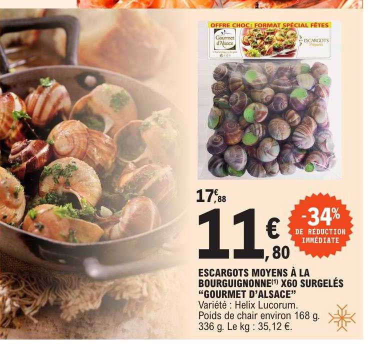 escargots moyens à la bourguignonne x60 surgelés "gourmet d'alsace"