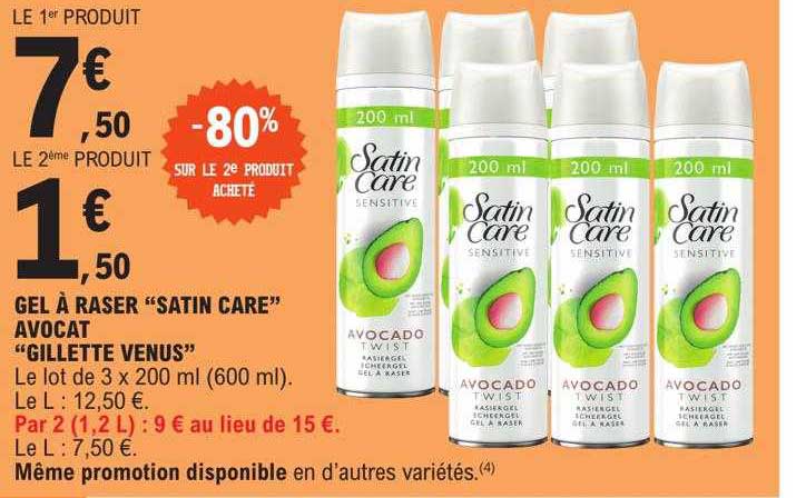 gel à raser "satin care" avocat "gillette venus"