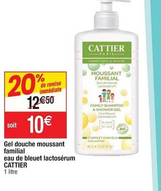 gel douche moussant familial eau de bleuet lactosérum cattier