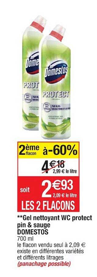 gel nettoyant wc protect pin & sauge domestos