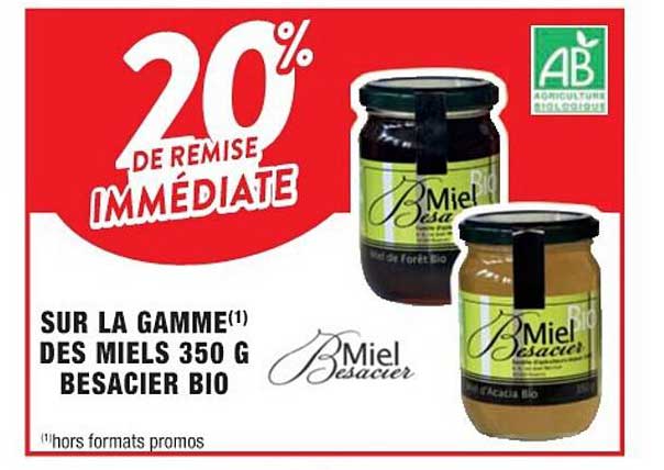 la gamme des miels 350 g besacier bio