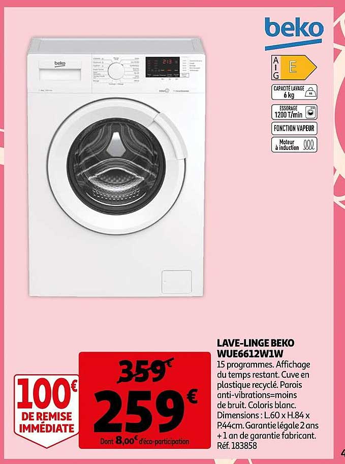 lave-linge beko  wue6612w1w