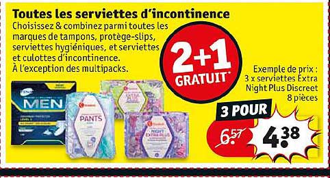 les serviettes d'incontinence