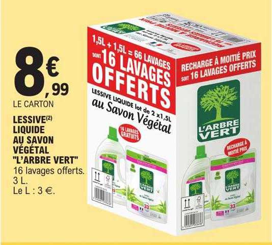 Lessive Liquide Au Savon Végétal "l'arbre Vert"