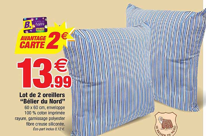 lot de 2 oreillers "bélier du nord"
