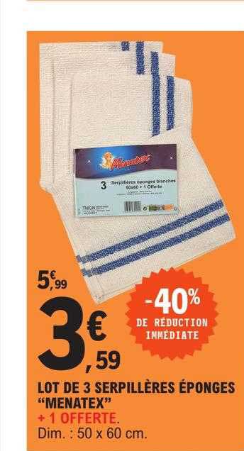 lot de 3 serpillères éponges "menatex"