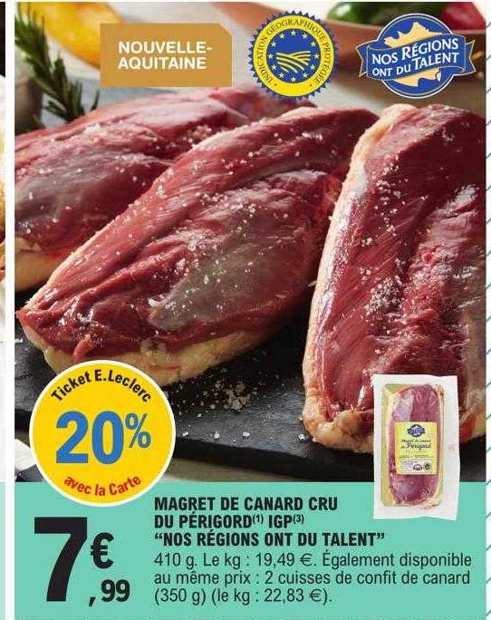 magret de canard cru du périgord igp "nos régions ont du talent"