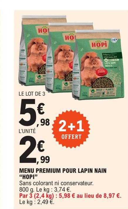 Menu Premium Pour Lapin Nain "hopi"
