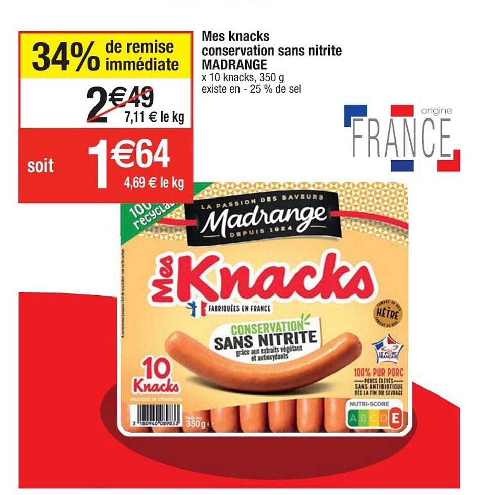mes knacks conservation sans nitrite madrange