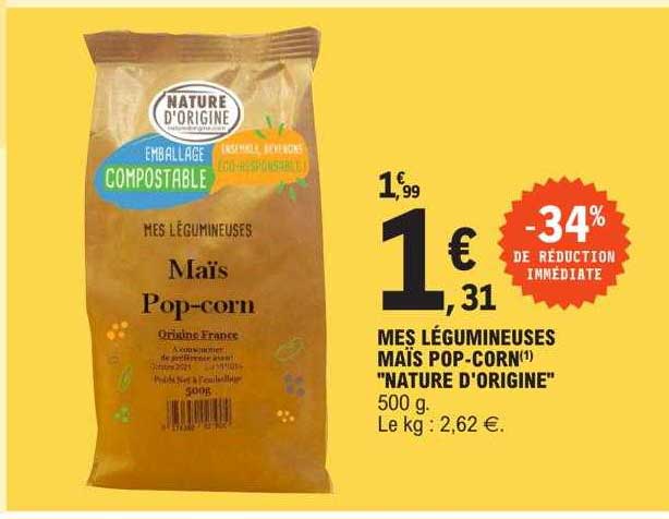 mes légumineuses maïs pop-corn "nature d'origine"