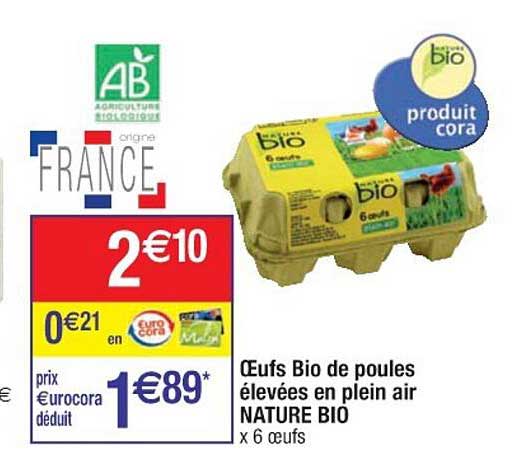 œufs bio de poules élevées en plein air nature bio