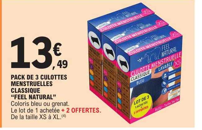 pack de 3 culottes menstruelles classique "feel natural"