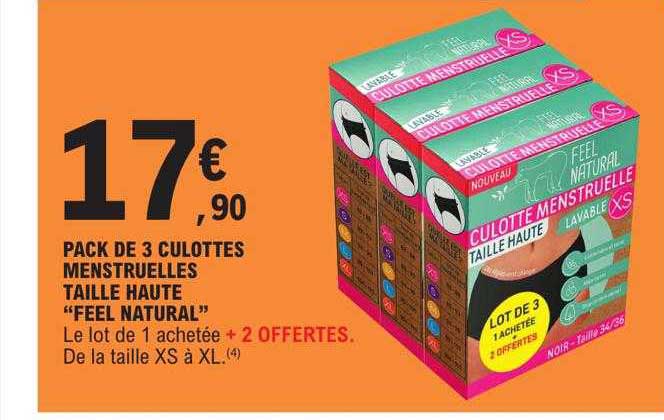 pack de 3 culottes menstruelles taille haute "feel natural"