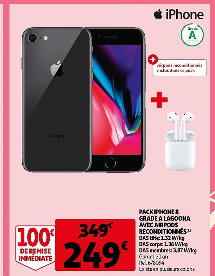 pack iPhone 8 grade a lagoona avec airpods reconditionné