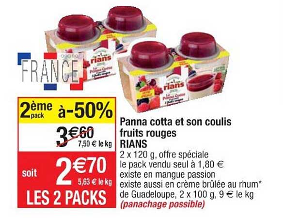 panna cotta et son coulis fruits rouges rians